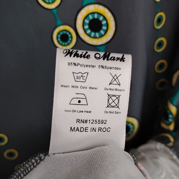 White Mark Rella Tunic Top Size Small Gray, Green and Orange 3/4 Sleeve Pockets - Picture 8 of 8